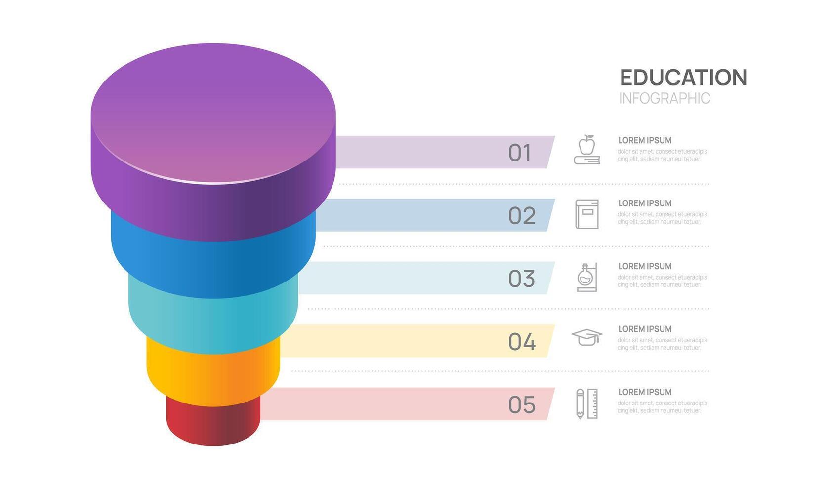 business education Infographic funnel diagram template. Modern Timeline, presentation infographics. vector