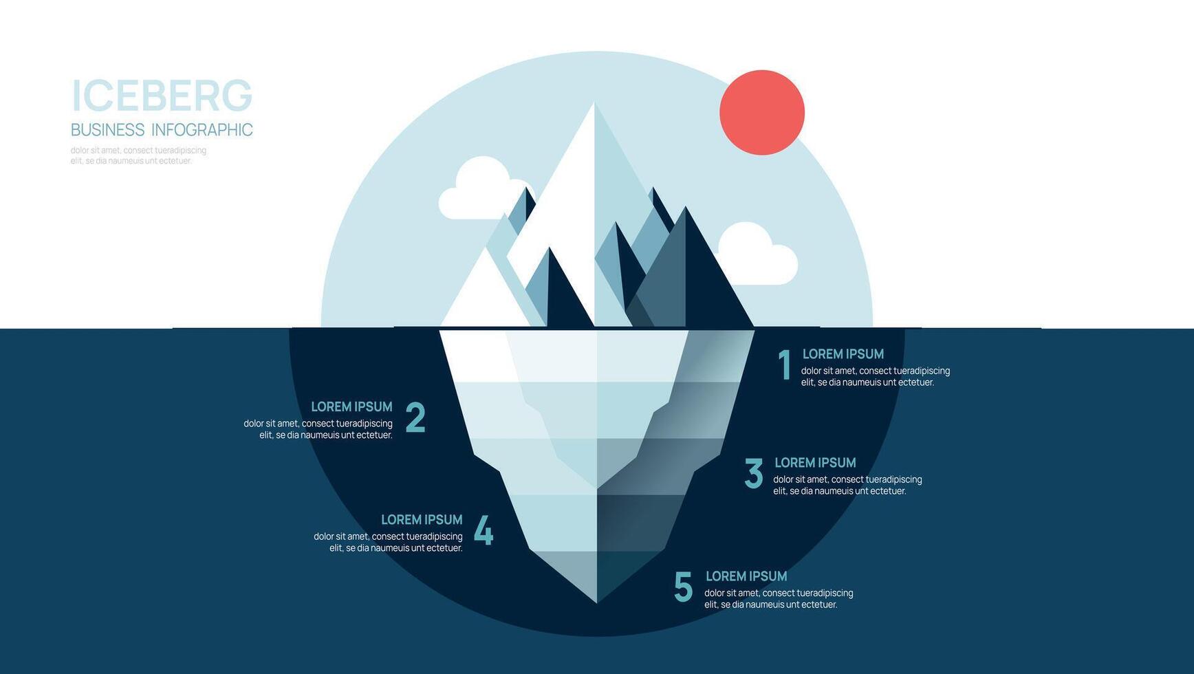 Iceberg infographic template for business. Modern 4 steps to success template infographics. vector