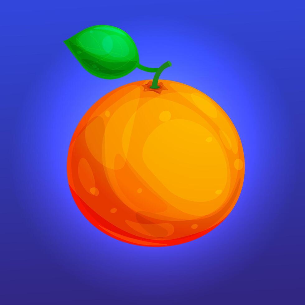 Cartoon tangerine fruit. Orange mandarine whole fruit. Citrus clip art. Clementine vector
