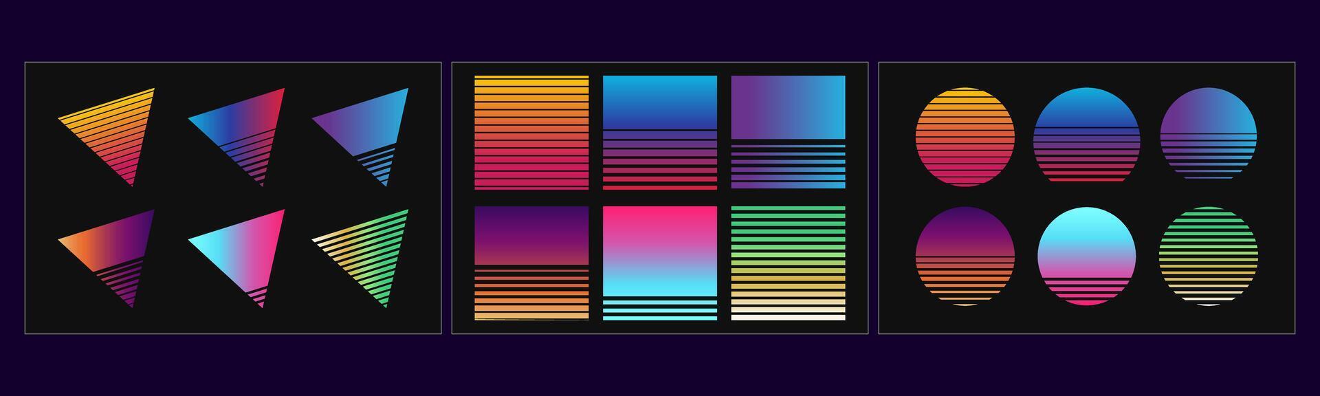 1980s Synthwave Toolkit Collection Over 80 Retro Elements for Creating Nostalgic Synth Graphics vector