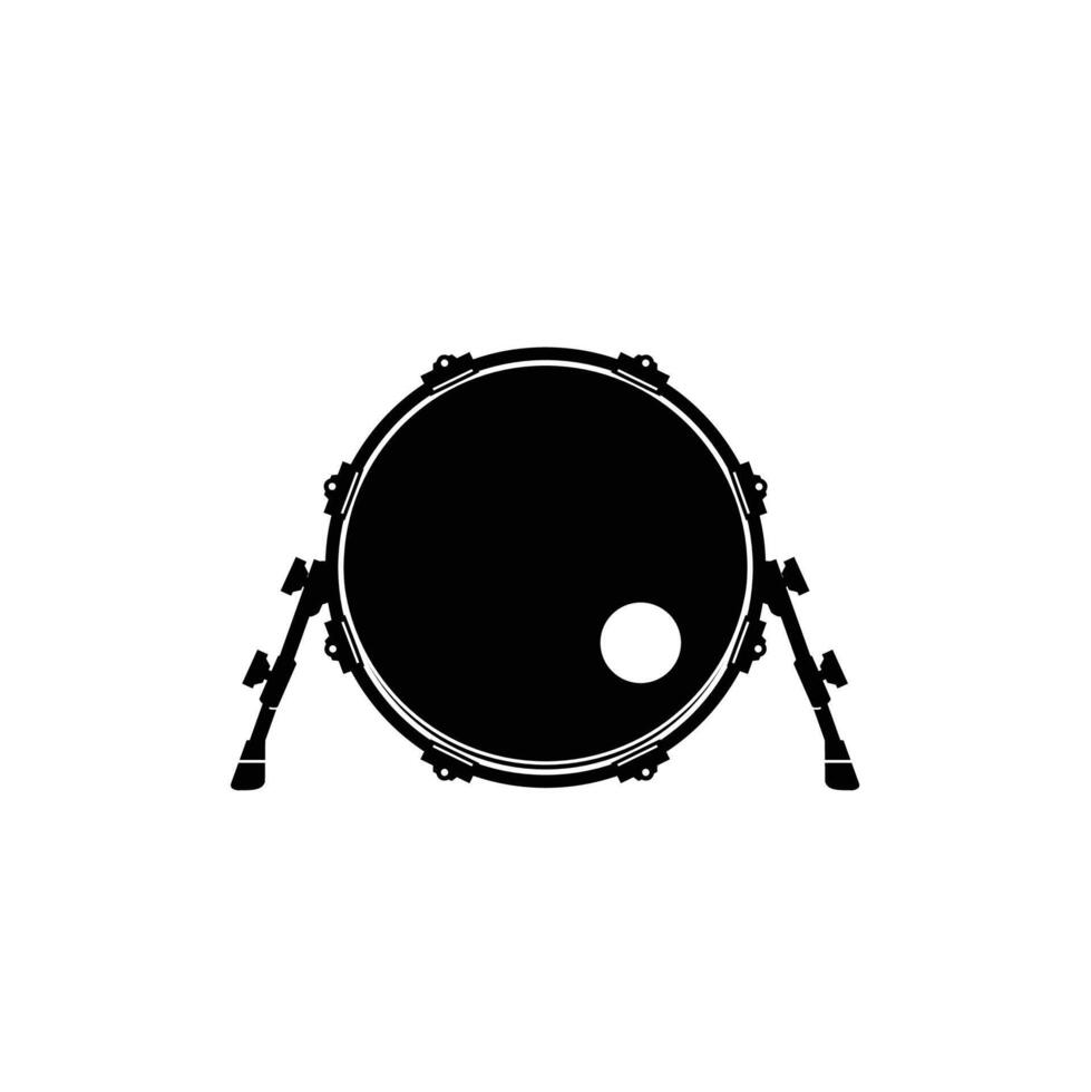 musical instrument logo illustration, kick drum silhouette suitable for music store and community vector