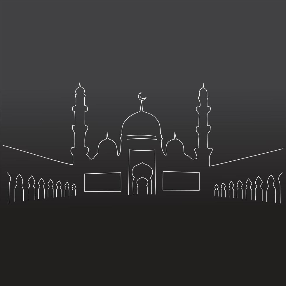 Mosque line art minimalist design. islamic ornament background. Continuous line drawing of muslim mosque can use for ramadan and eid mubarak event. illustration vector