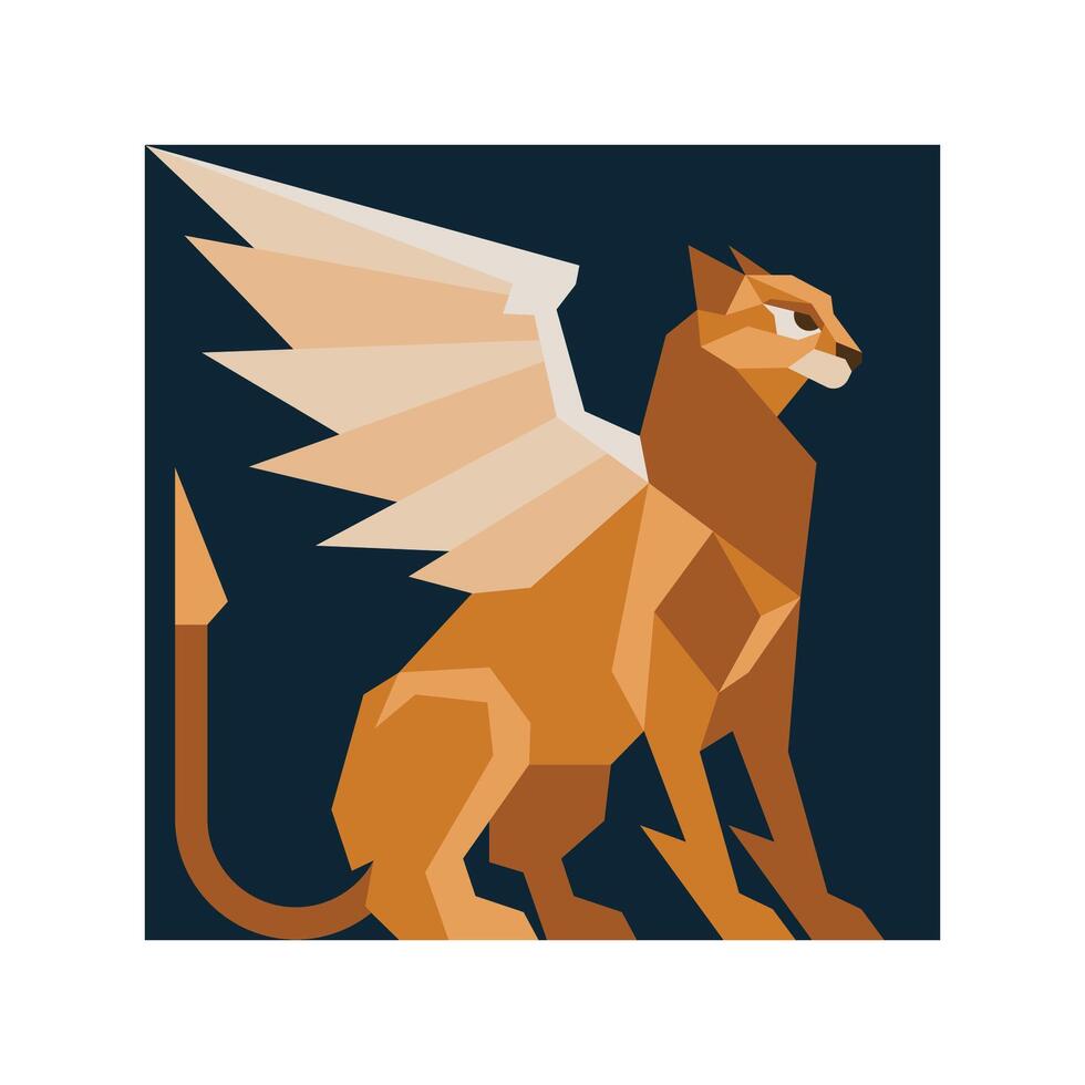 ILLUSTRATION 163 GEOMETRIC LOW POLY ILLUSTRATION OF WINGED CAT vector