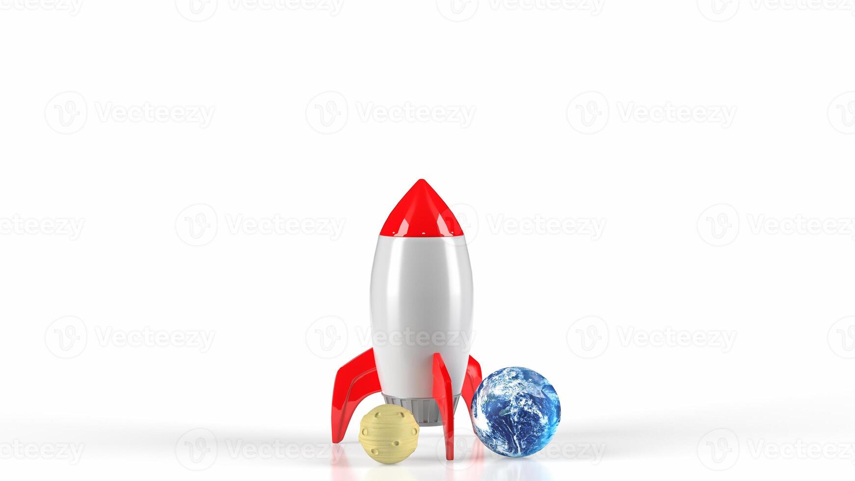 The Rocket moon and earth for sci or education concept 3d rendering. photo