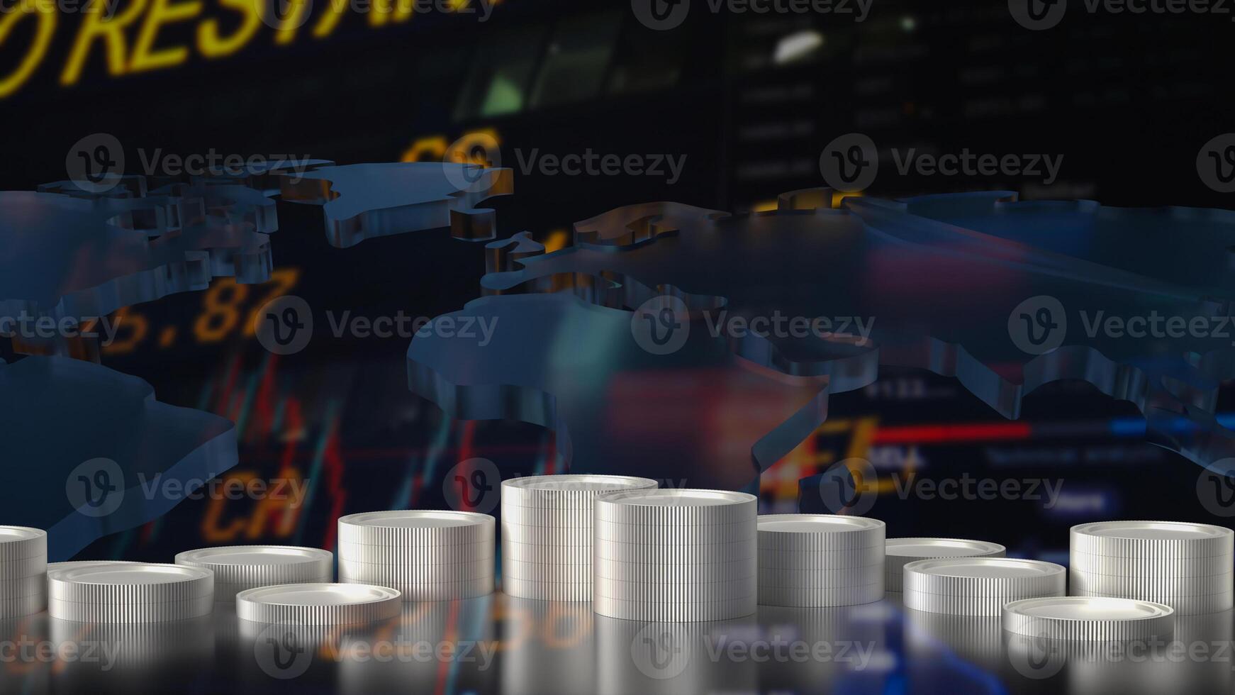 The coins on Chart background for Business concept 3d rendering photo