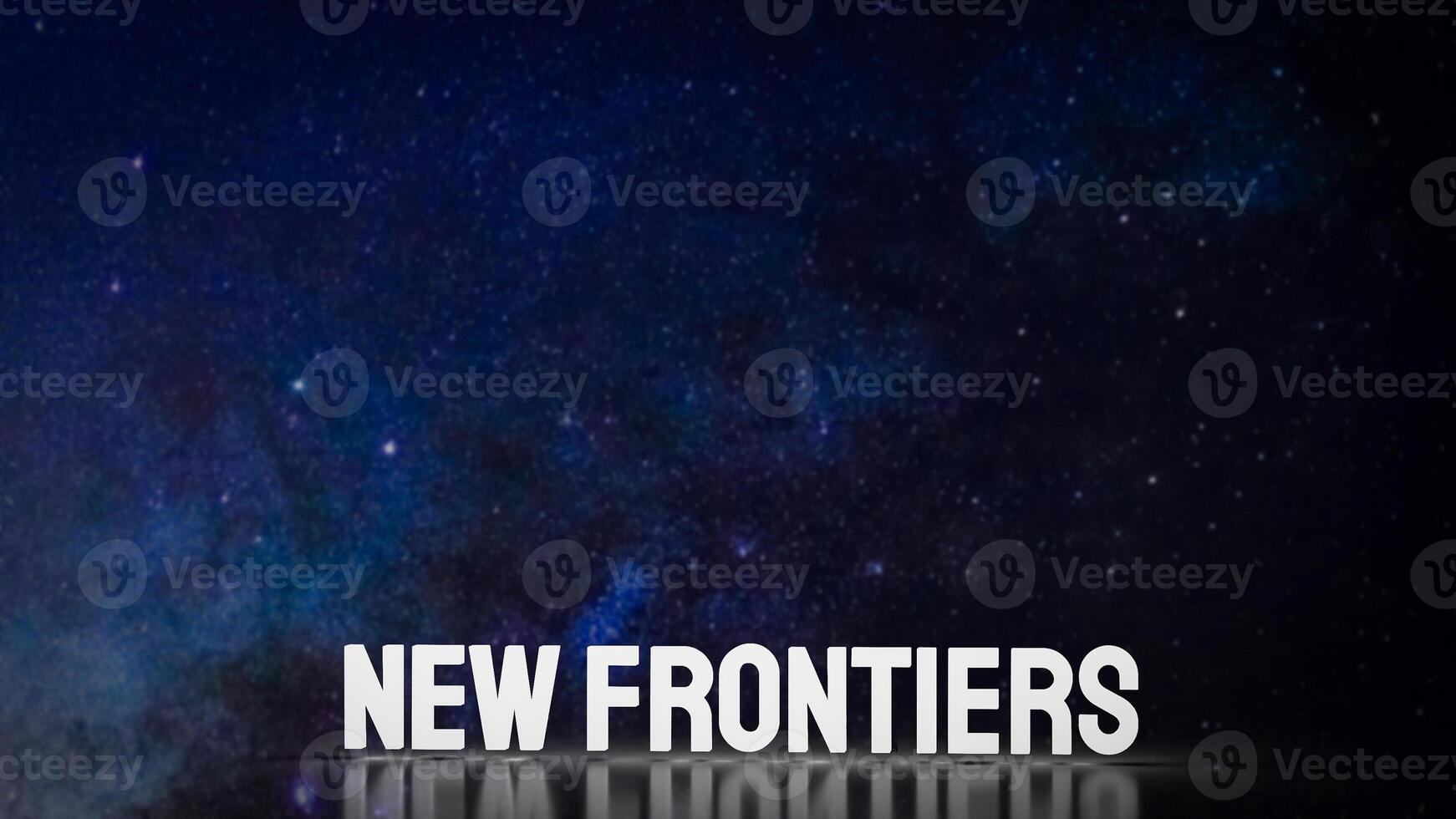 The New frontiers text on space Background 3d rendering. photo