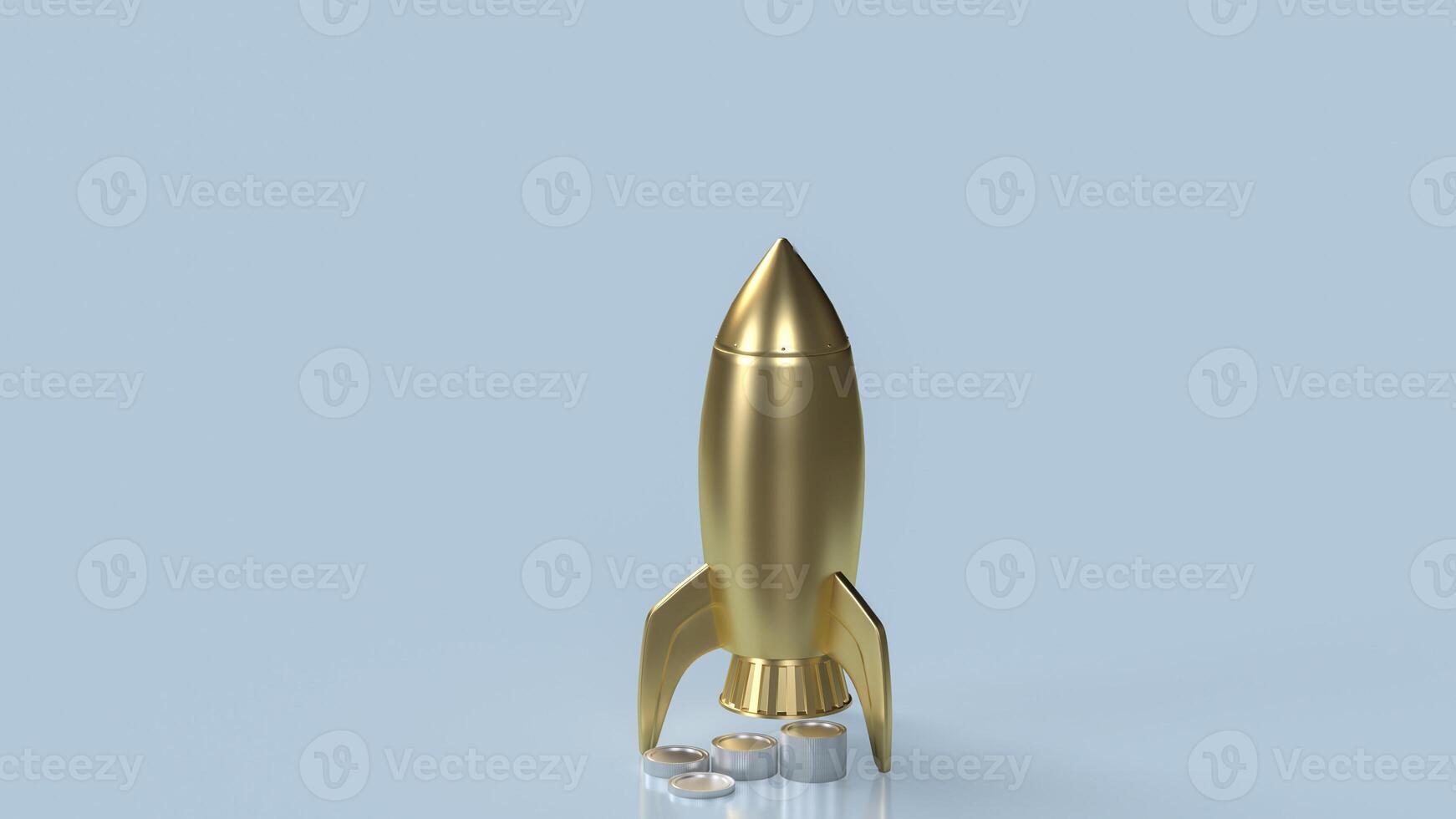 The gold Rocket and coins for Business concept 3d rendering. photo