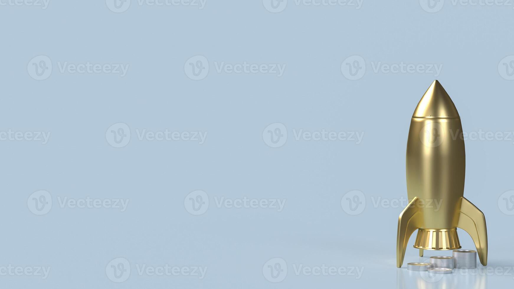 The gold Rocket and coins for Business concept 3d rendering. photo