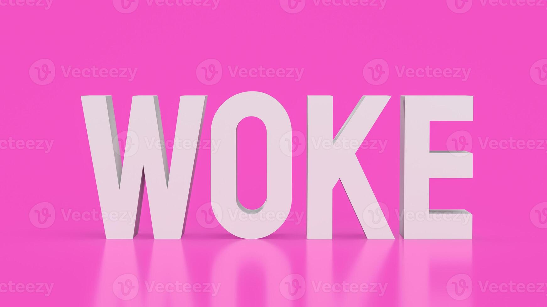 The woke text on pink background 3d rendering. photo
