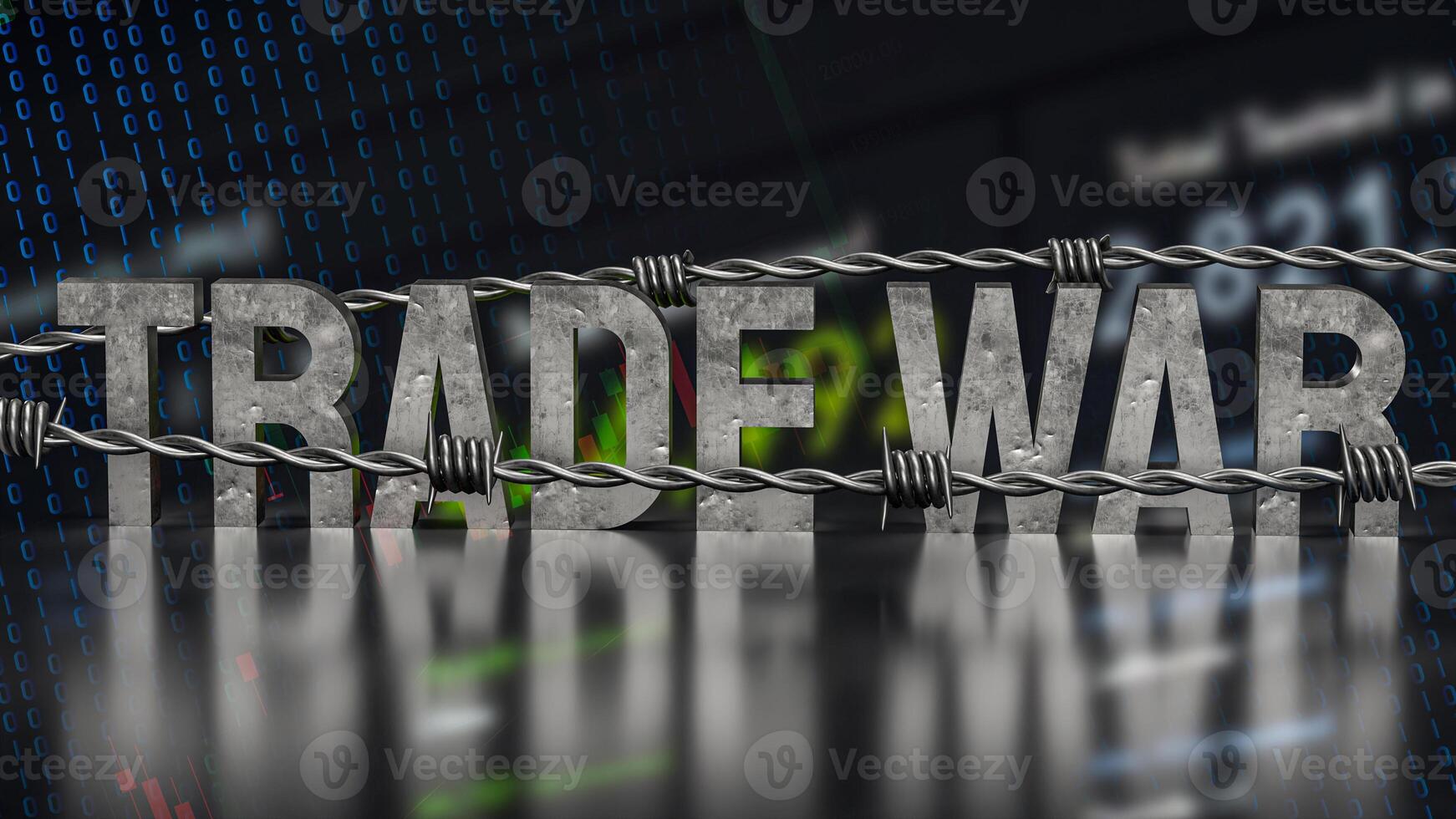 The Trade war text on Business Background for Business 3d rendering. photo