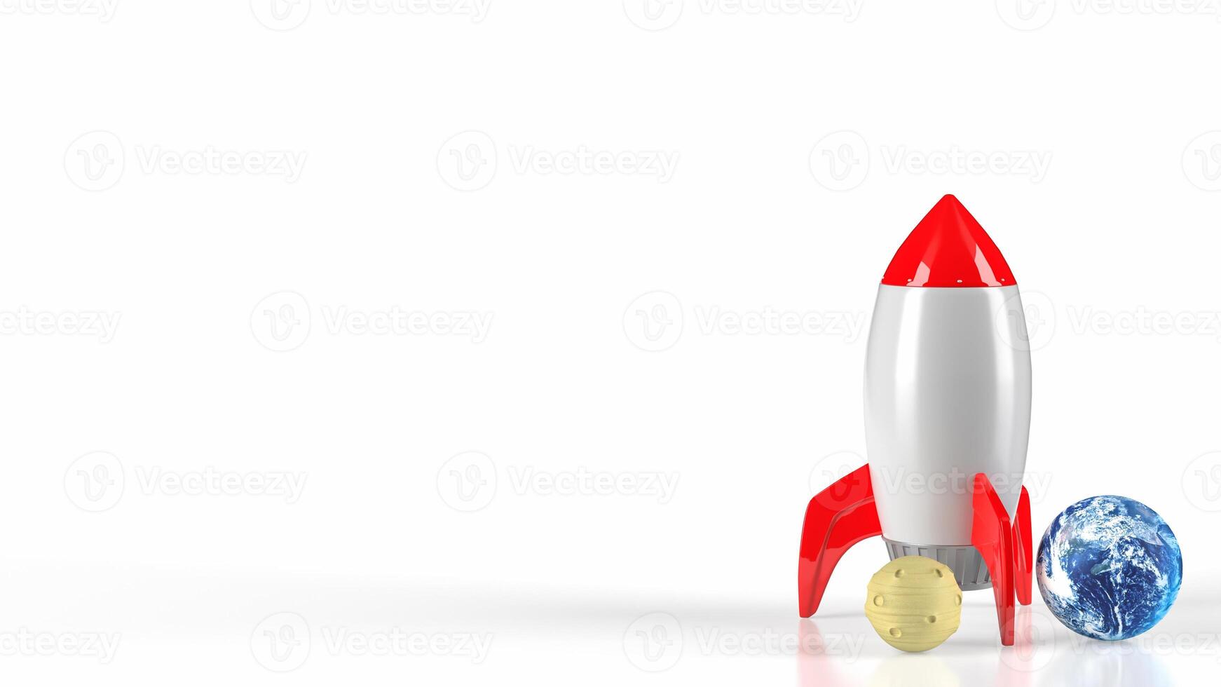 The Rocket moon and earth for sci or education concept 3d rendering. photo