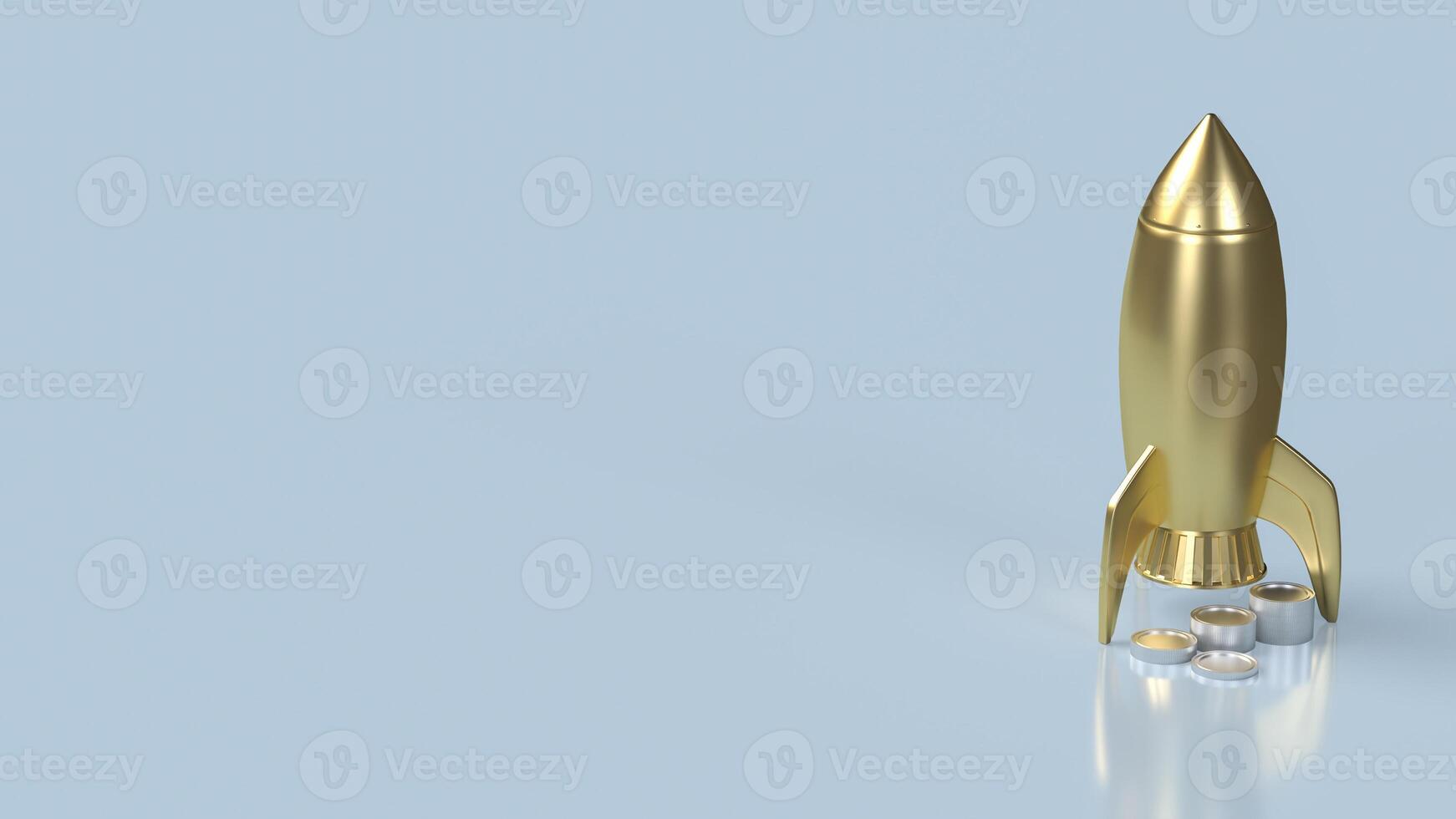The gold Rocket and coins for Business concept 3d rendering. photo