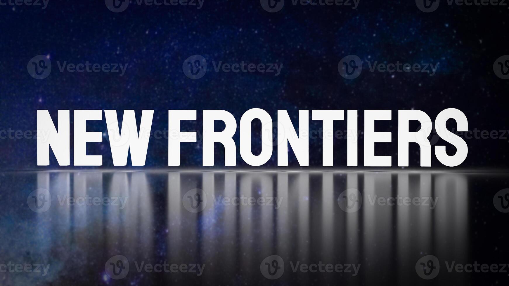 The New frontiers text on space Background 3d rendering. photo
