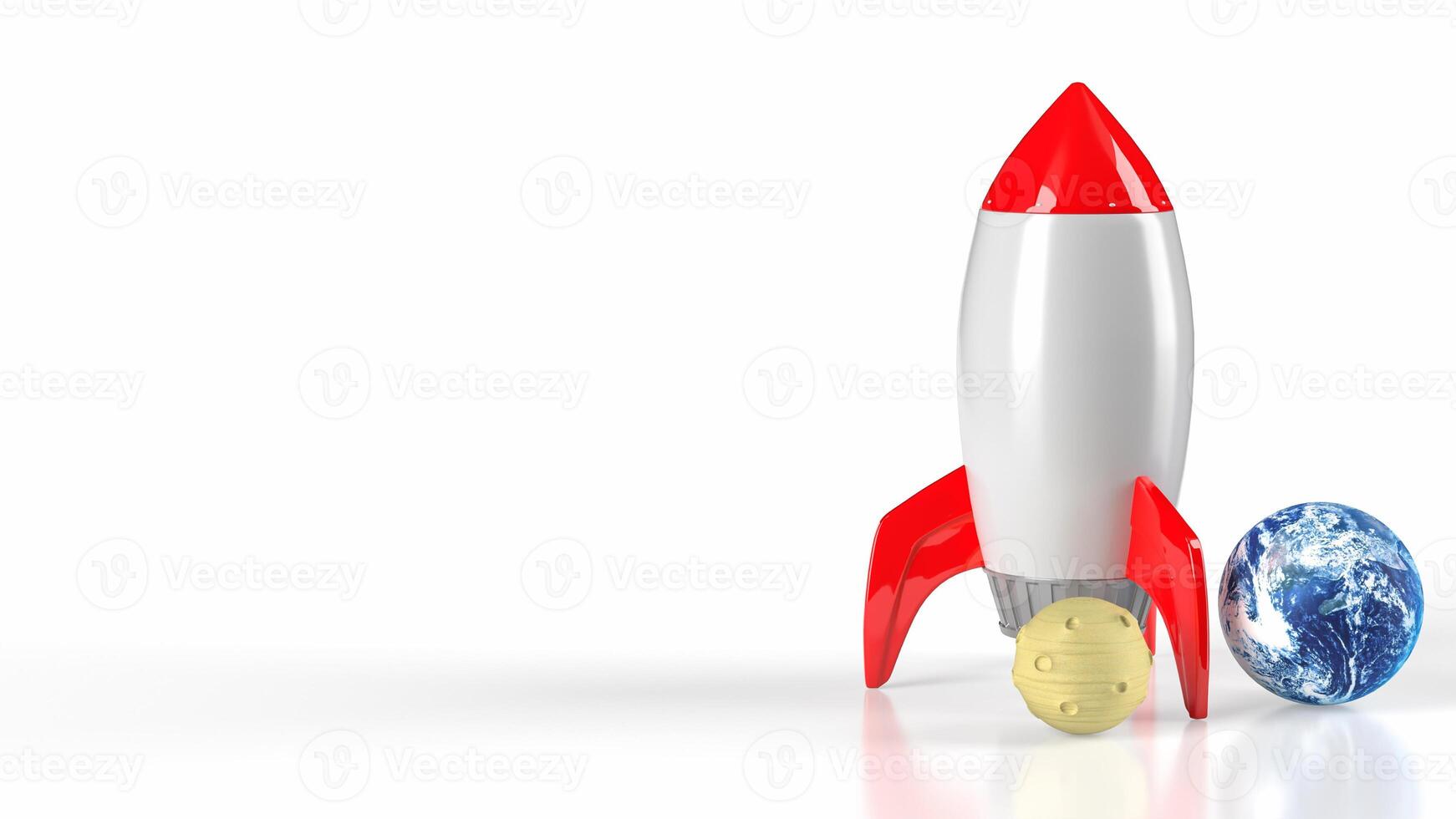 The Rocket moon and earth for sci or education concept 3d rendering. photo
