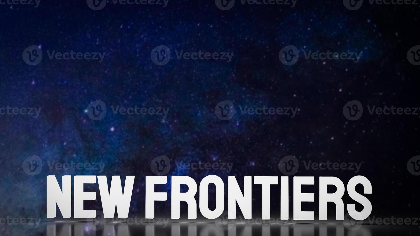The New frontiers text on space Background 3d rendering. photo