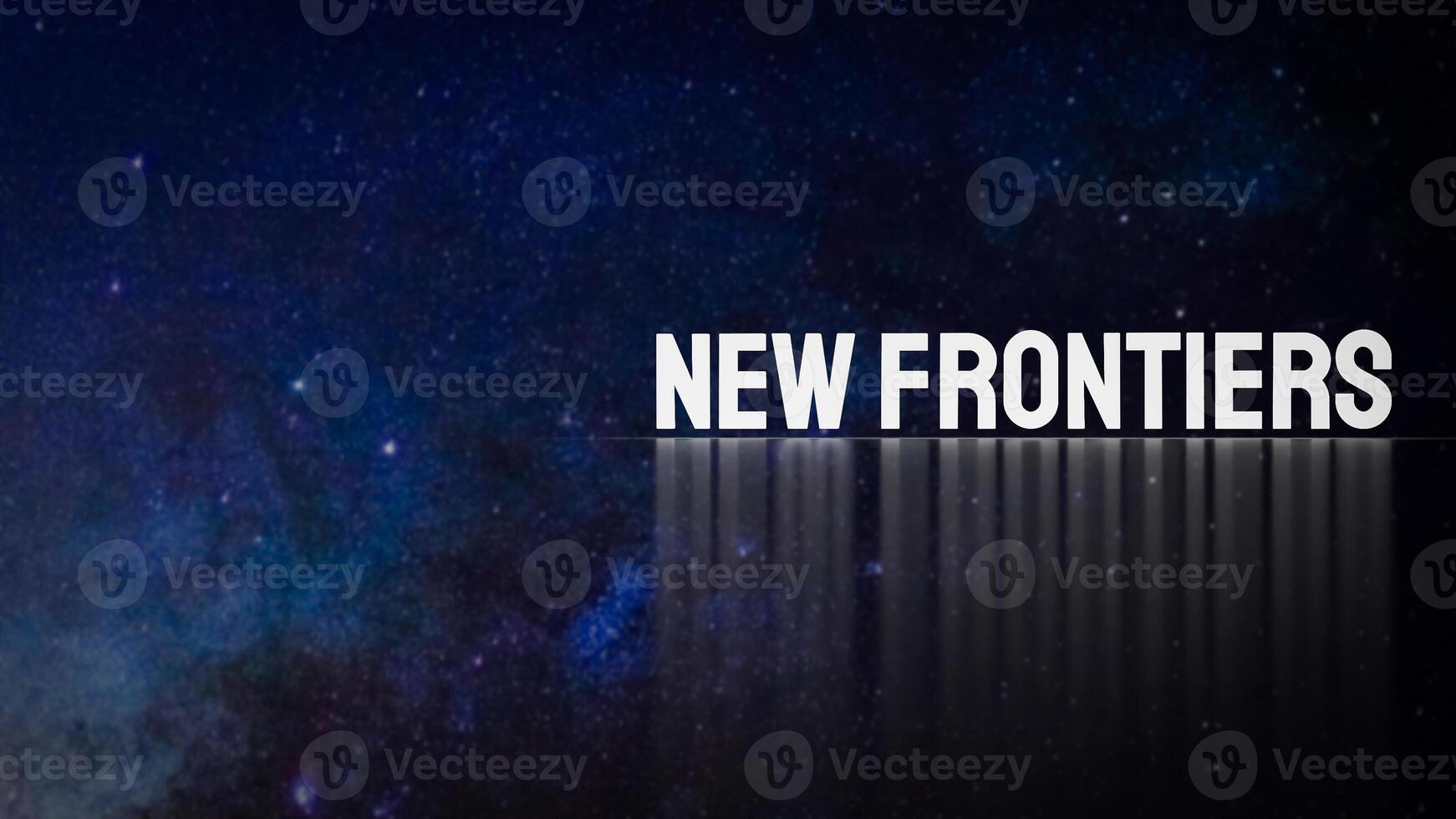 The New frontiers text on space Background 3d rendering. photo
