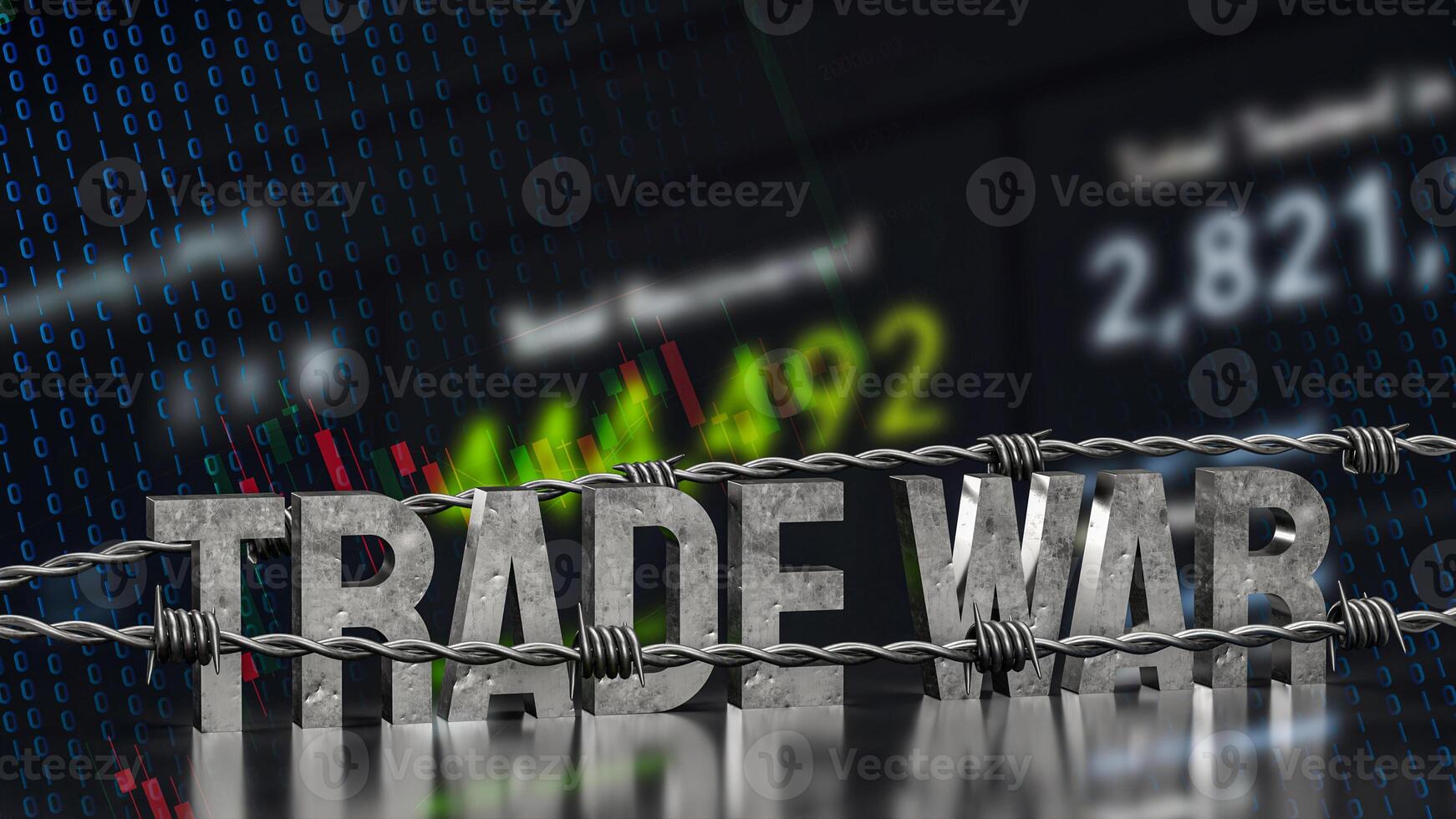 The Trade war text on Business Background for Business 3d rendering. photo