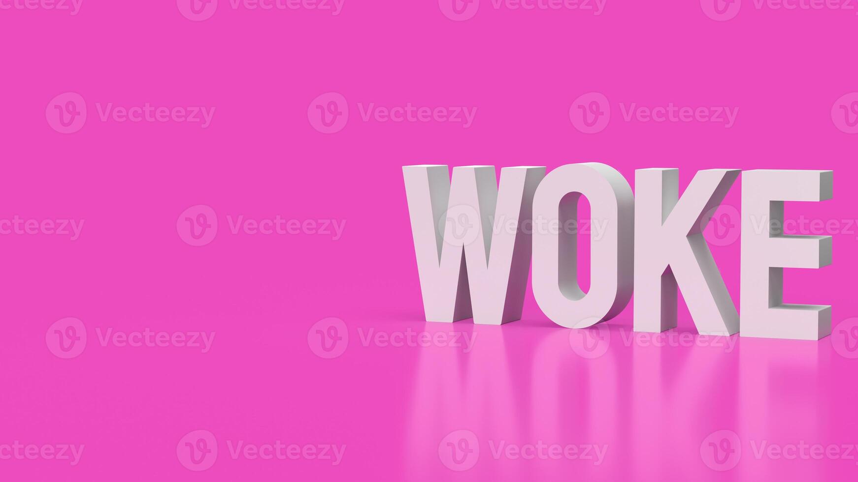 The woke text on pink background 3d rendering. photo