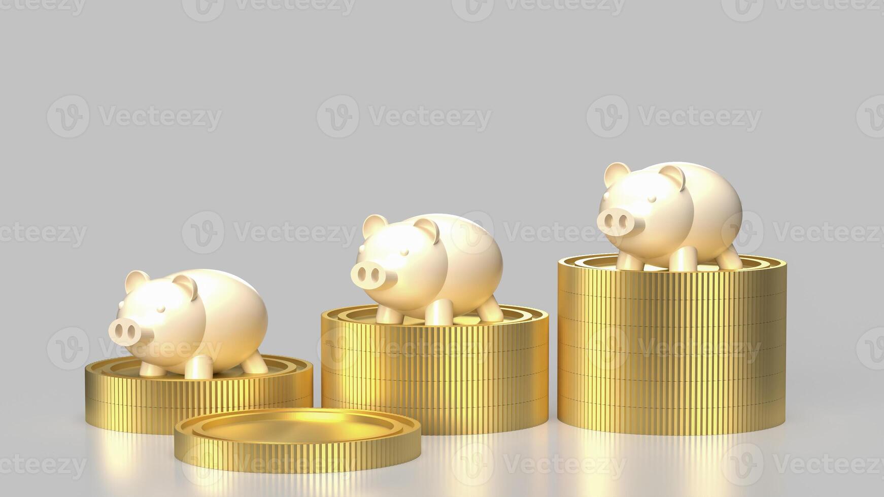 The piggy bank and coins for earn or saving concept 3d rendering. photo
