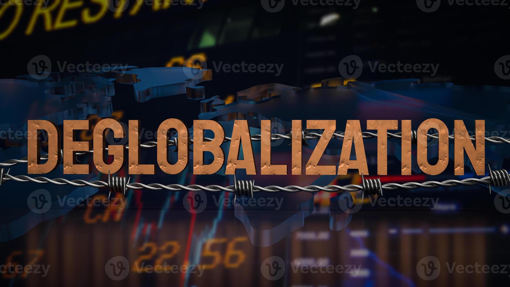 The deglobalization on world business chart image 3d rendering. photo