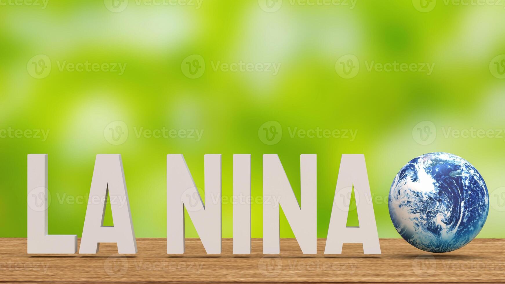 The La Nina word and earth for global warming or climate change crisis 3d rendering. photo