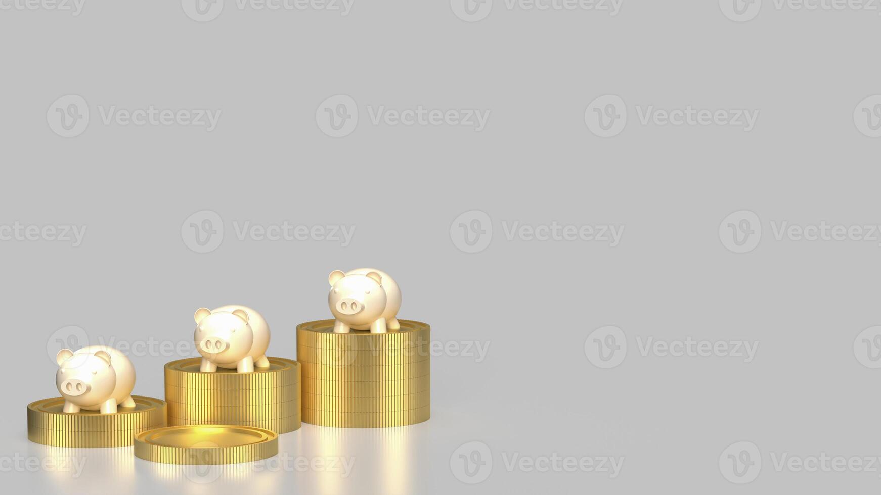 The piggy bank and coins for earn or saving concept 3d rendering. photo