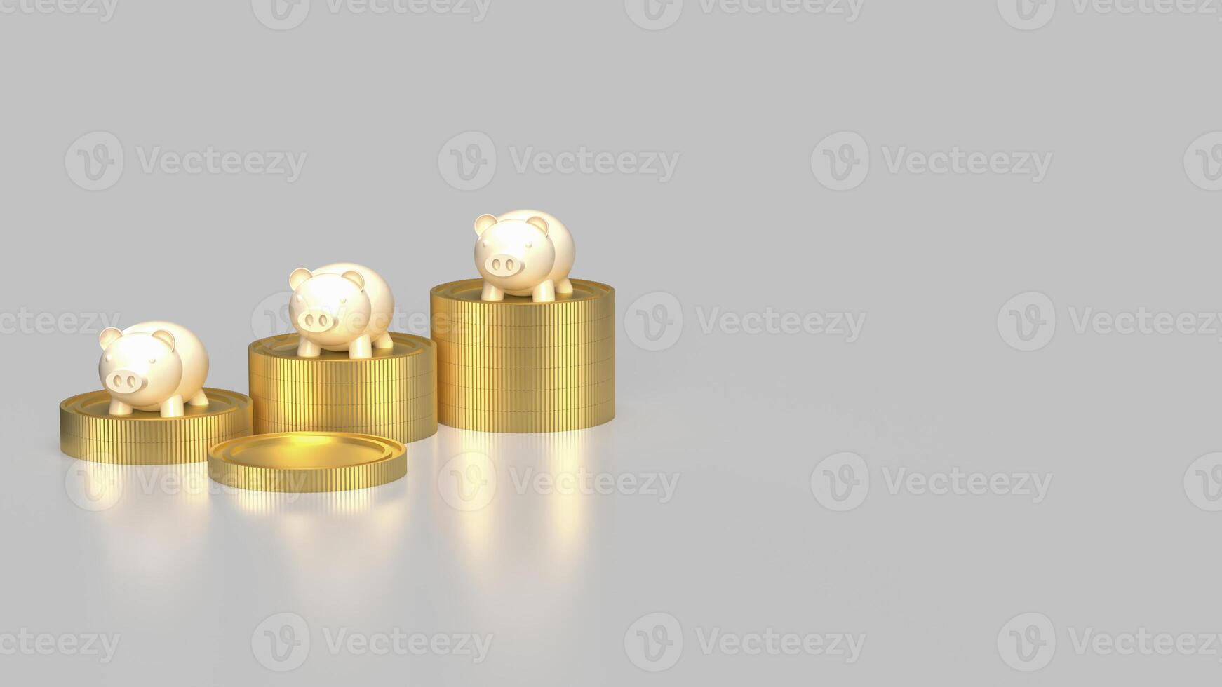 The piggy bank and coins for earn or saving concept 3d rendering. photo