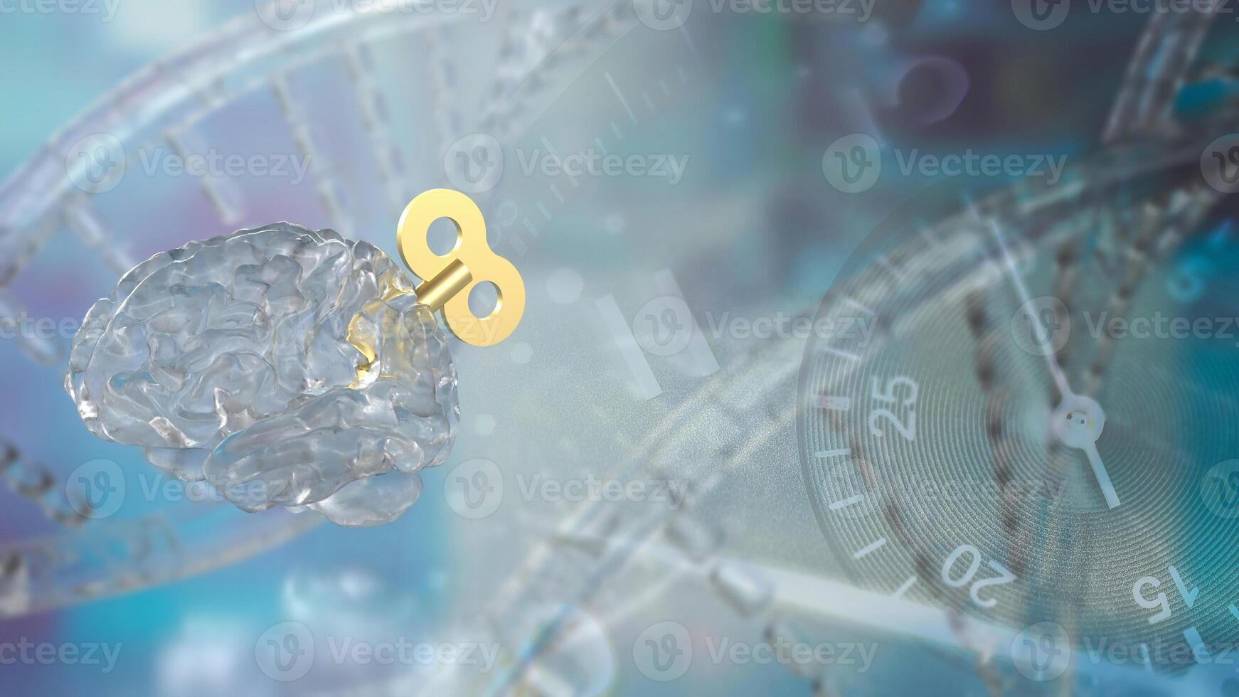 The Brain wind up for Business or medical concept 3d rendering. photo