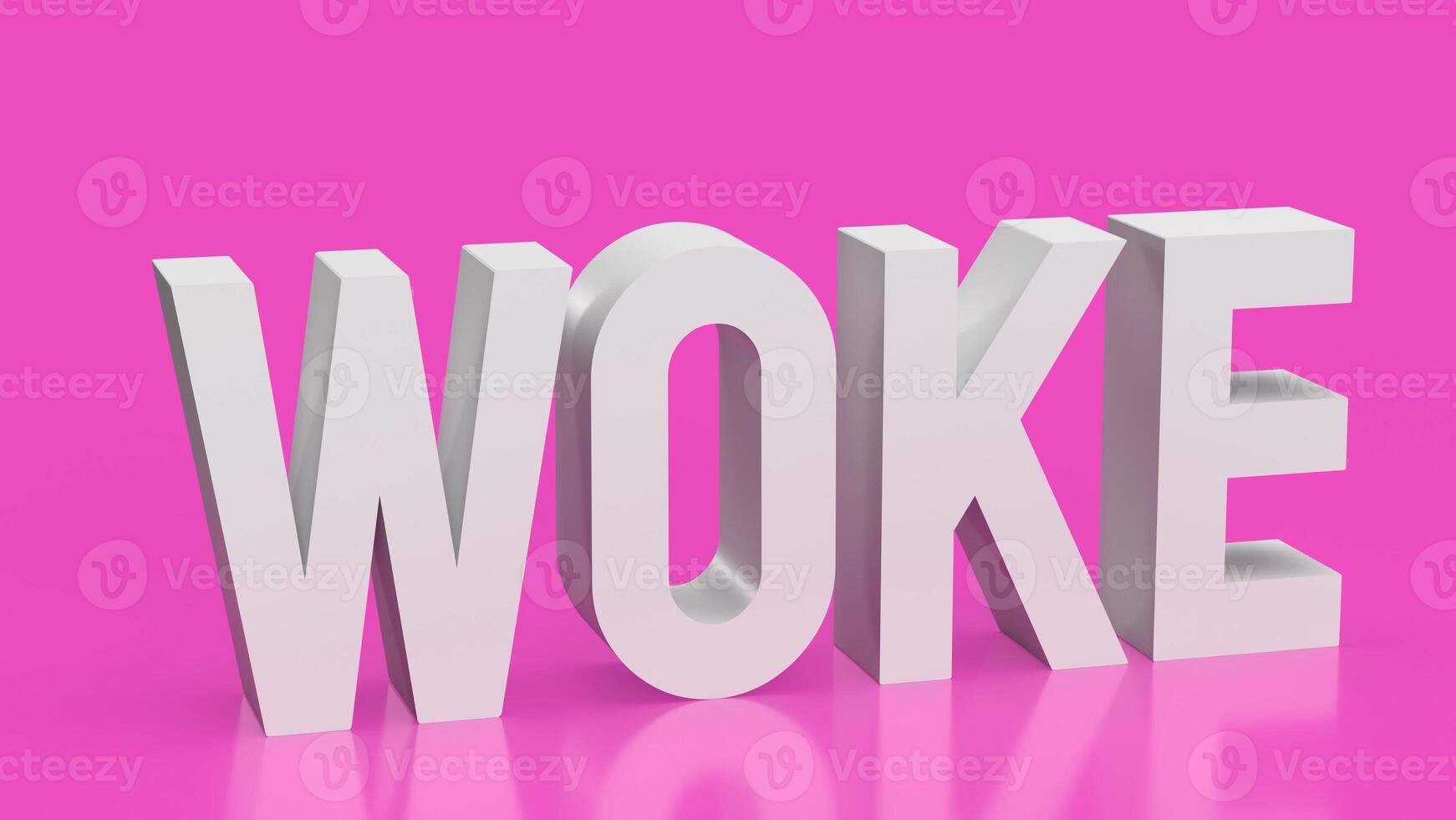 The woke text on pink background 3d rendering. photo