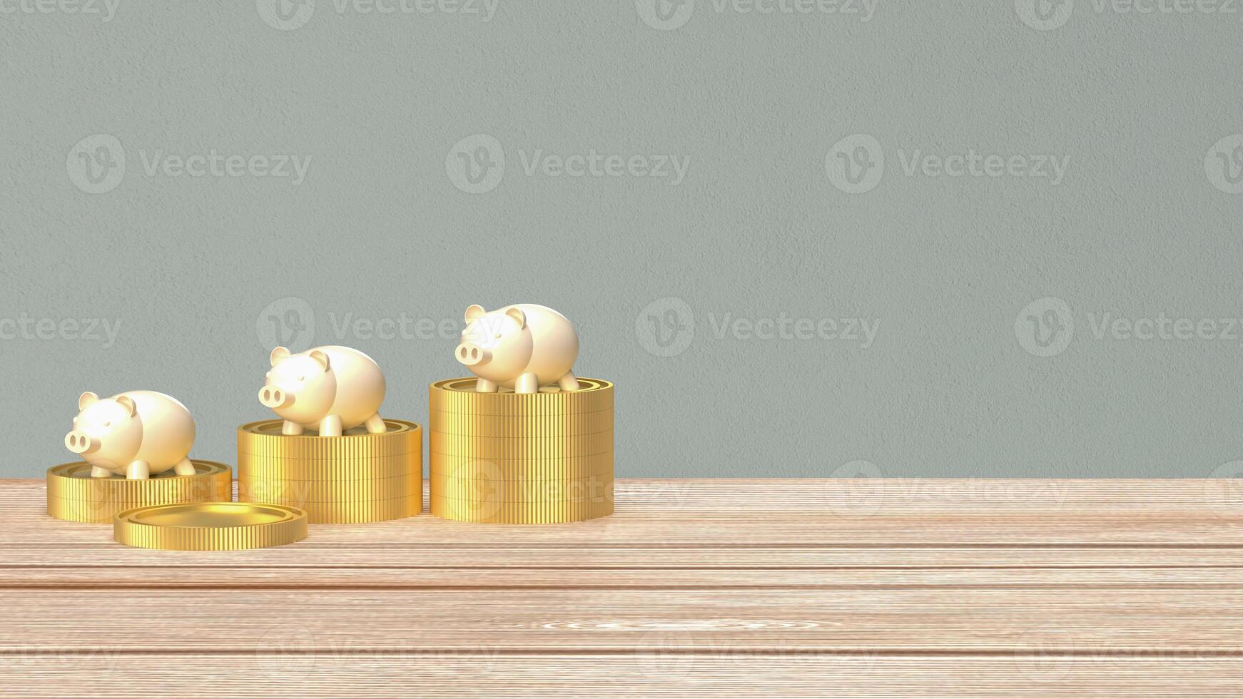 The piggy bank and coins for earn or saving concept 3d rendering. photo