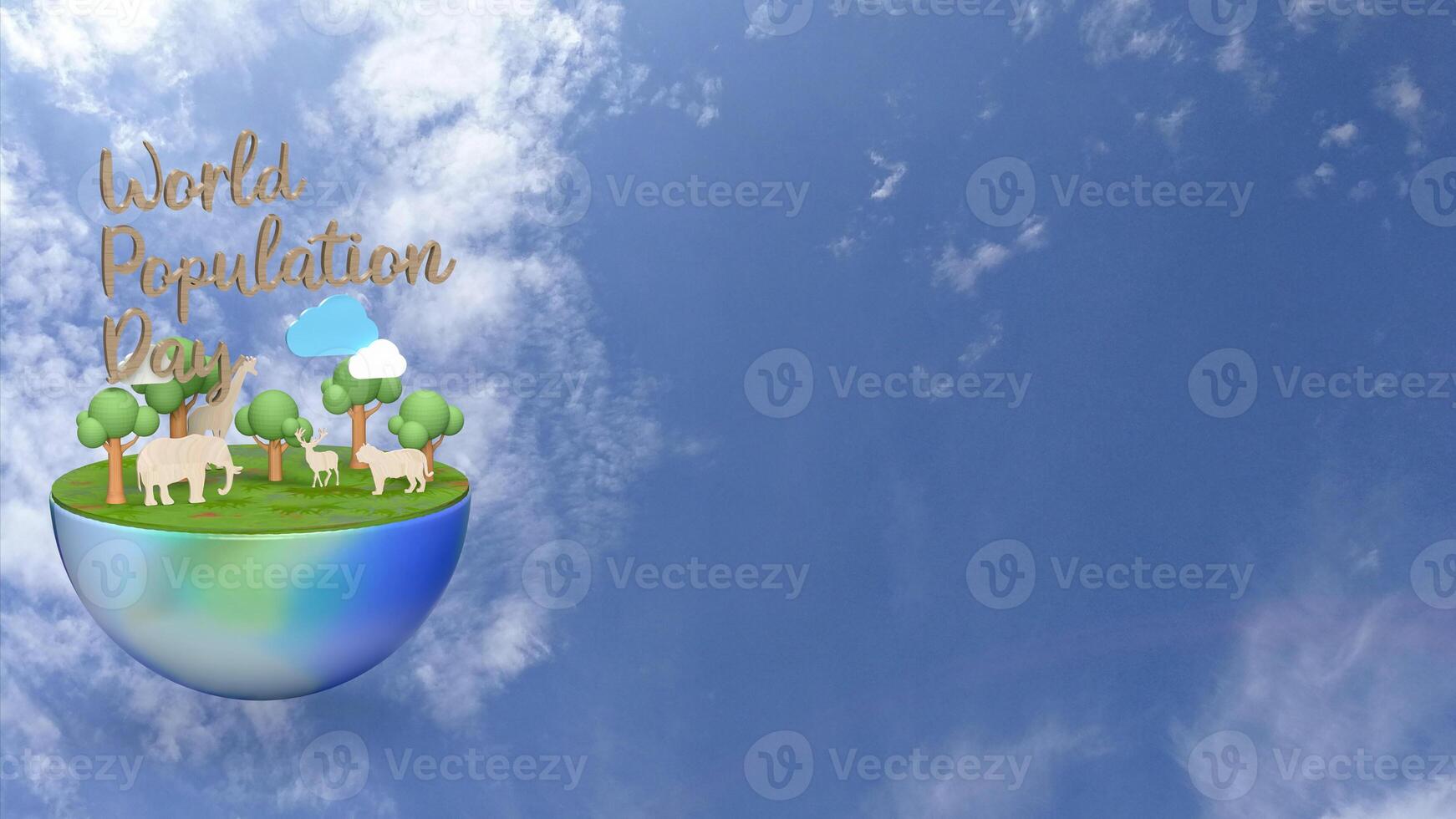The World Population Day and earth for Holiday concept 3d photo