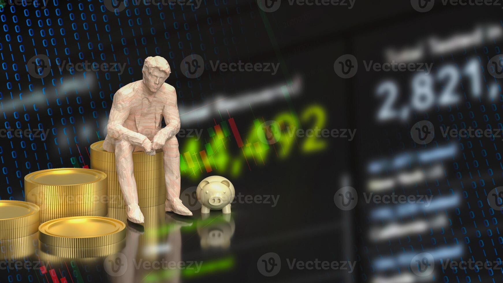 The Business man and coins for earn or finance concept 3d rendering. photo