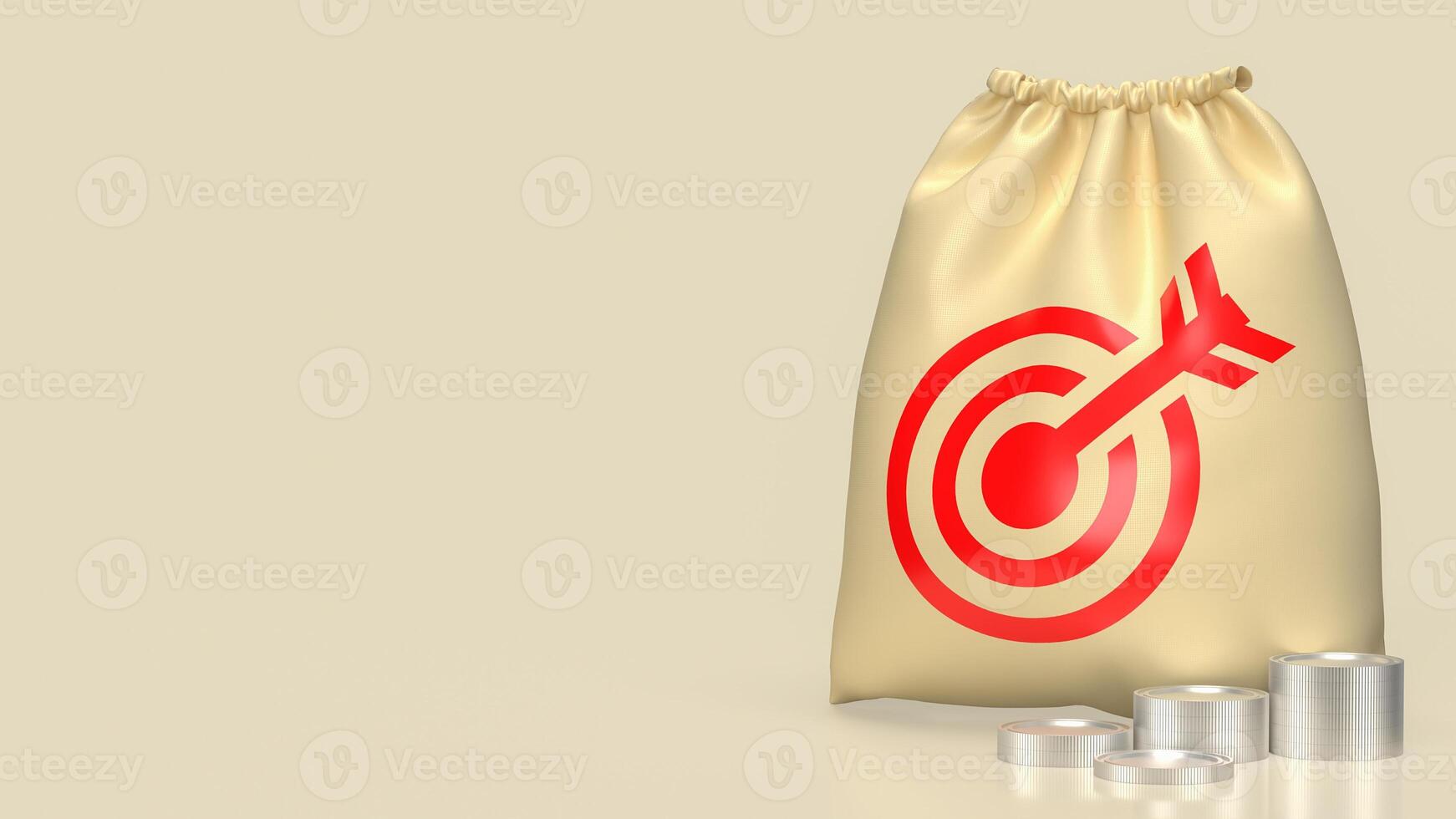 The Money Bag and target icon for earn or finance concept 3d rendering. photo