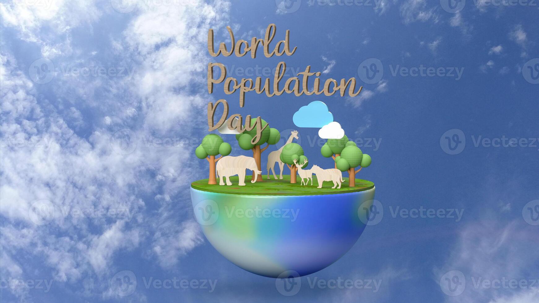 The World Population Day and earth for Holiday concept 3d photo