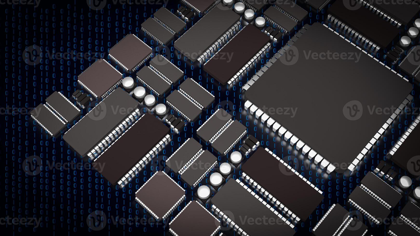 The Ic and pcb Board for technology or it concept 3d rendering. photo
