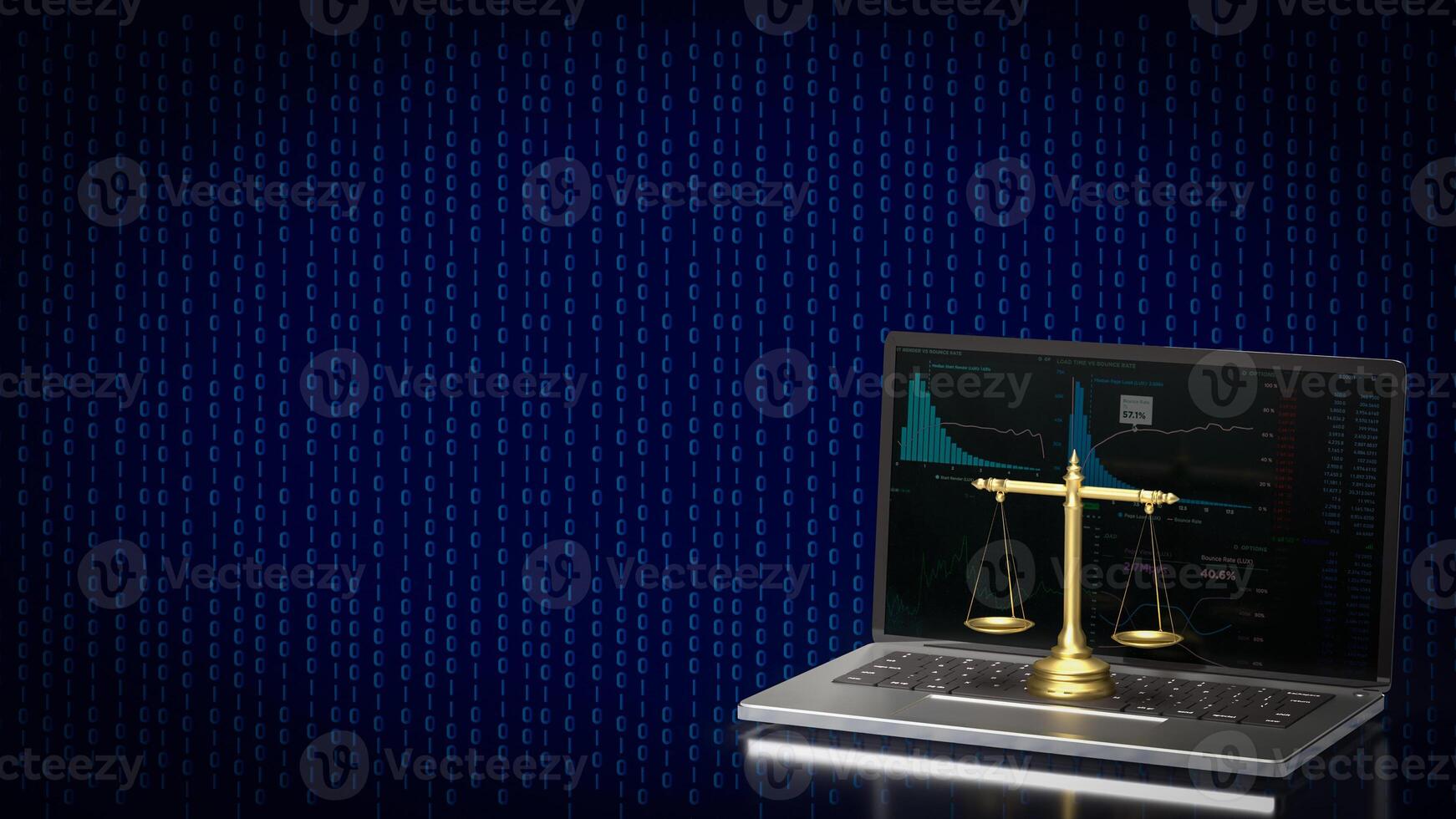 The libra on notebook for law concept 3d rendering. photo