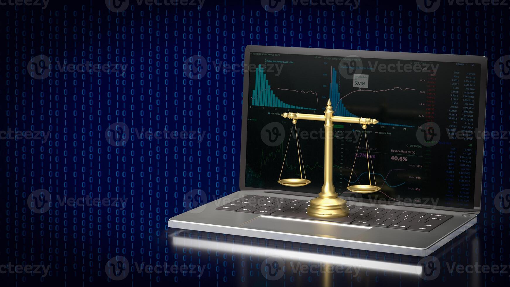 The libra on notebook for law concept 3d rendering. photo