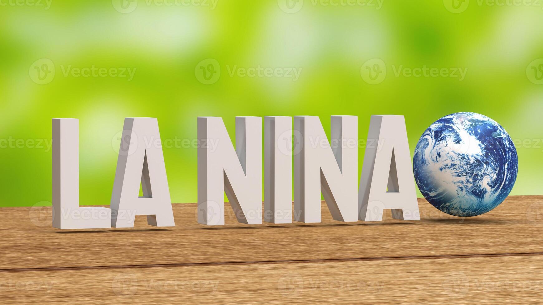 The La Nina word and earth for global warming or climate change crisis 3d rendering. photo
