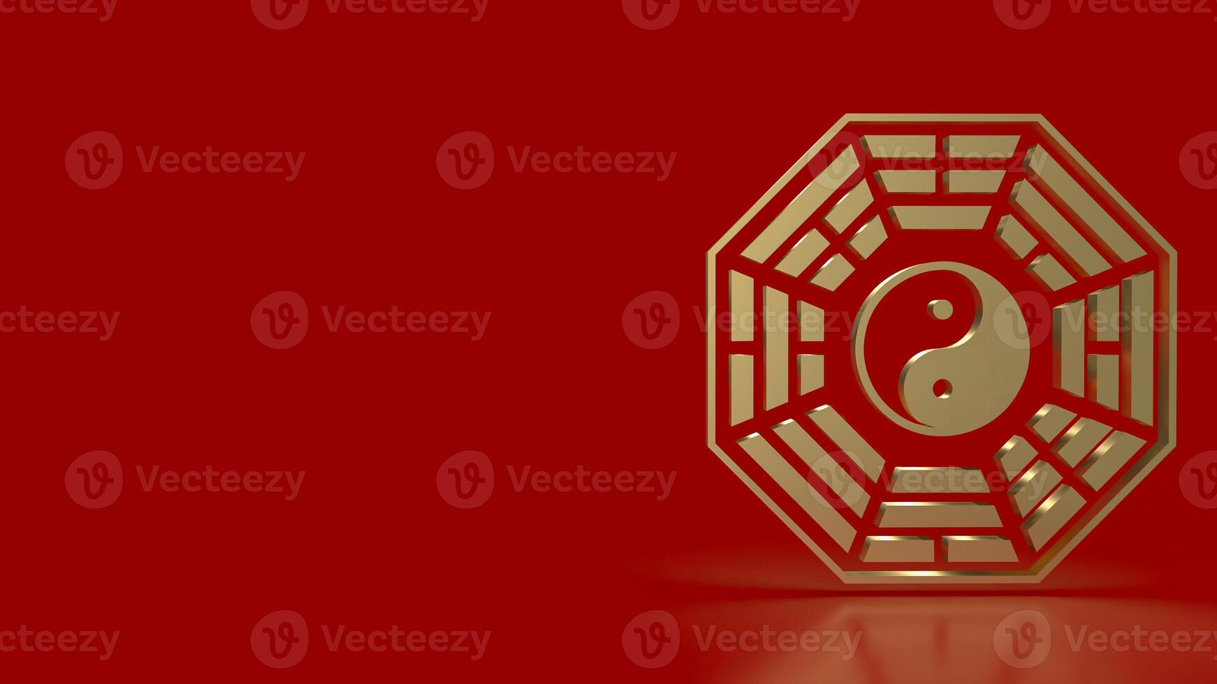 The Gold Bagua symbol of taoism for religion concept 3d rendering. photo