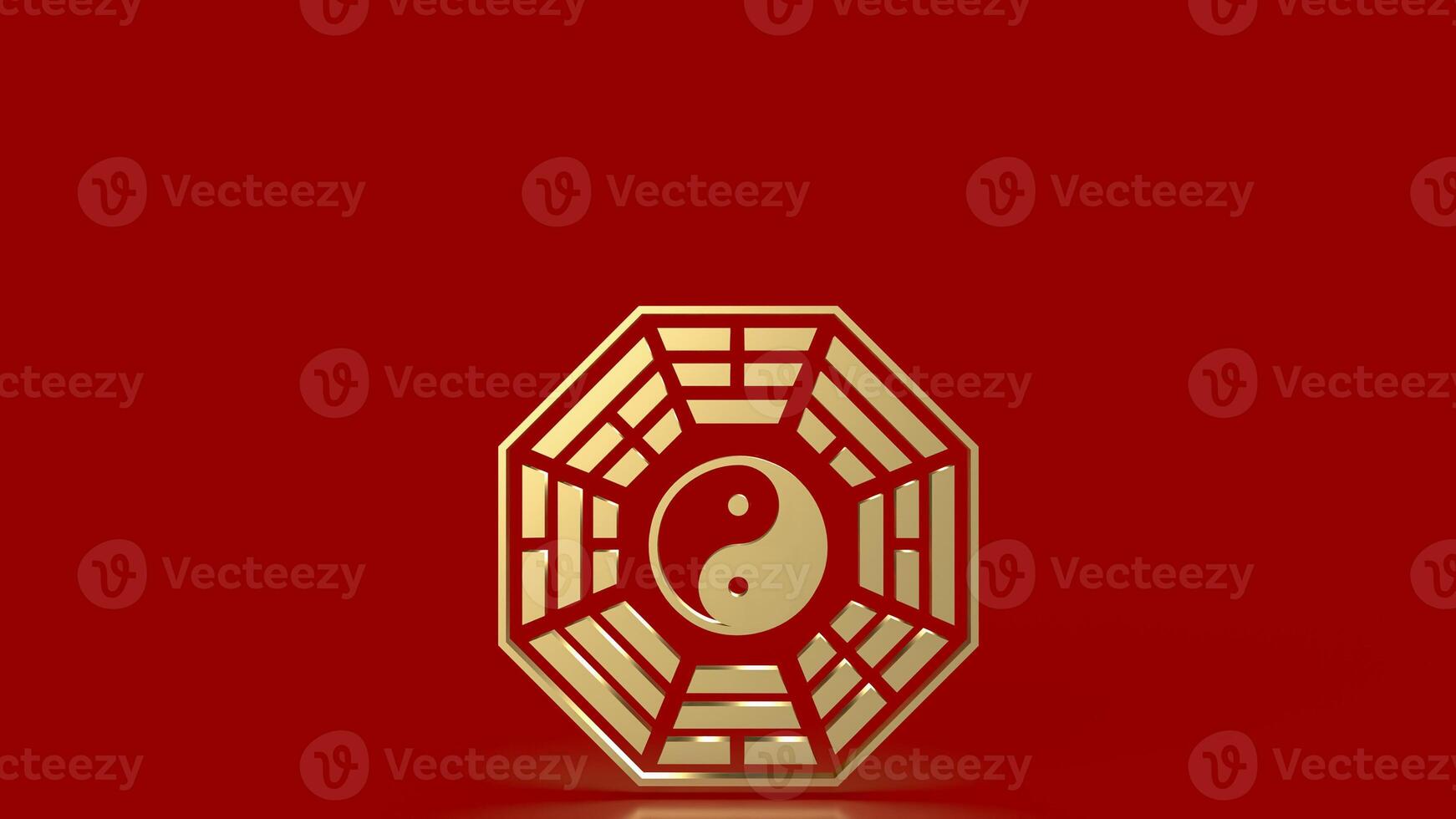 The Gold Bagua symbol of taoism for religion concept 3d rendering. photo