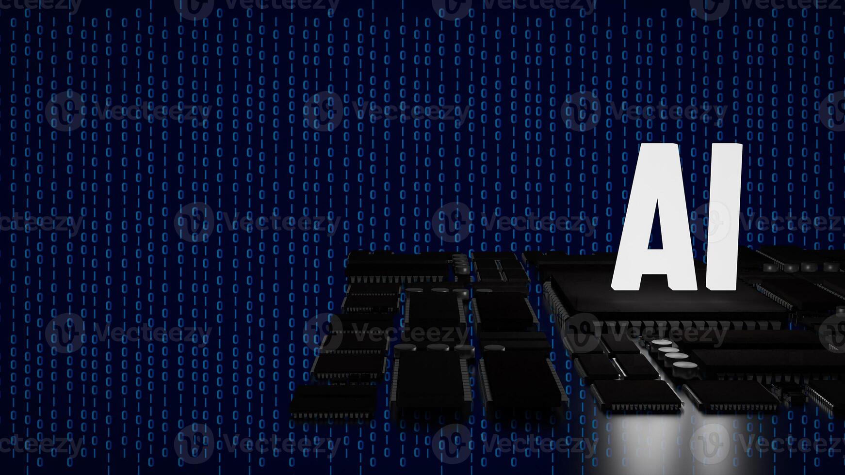 The PCB Board and chip for ai concept 3d rendering. photo