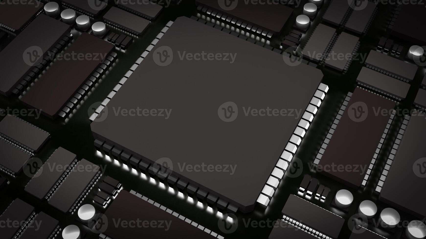 The Ic and pcb Board for technology or it concept 3d rendering. photo