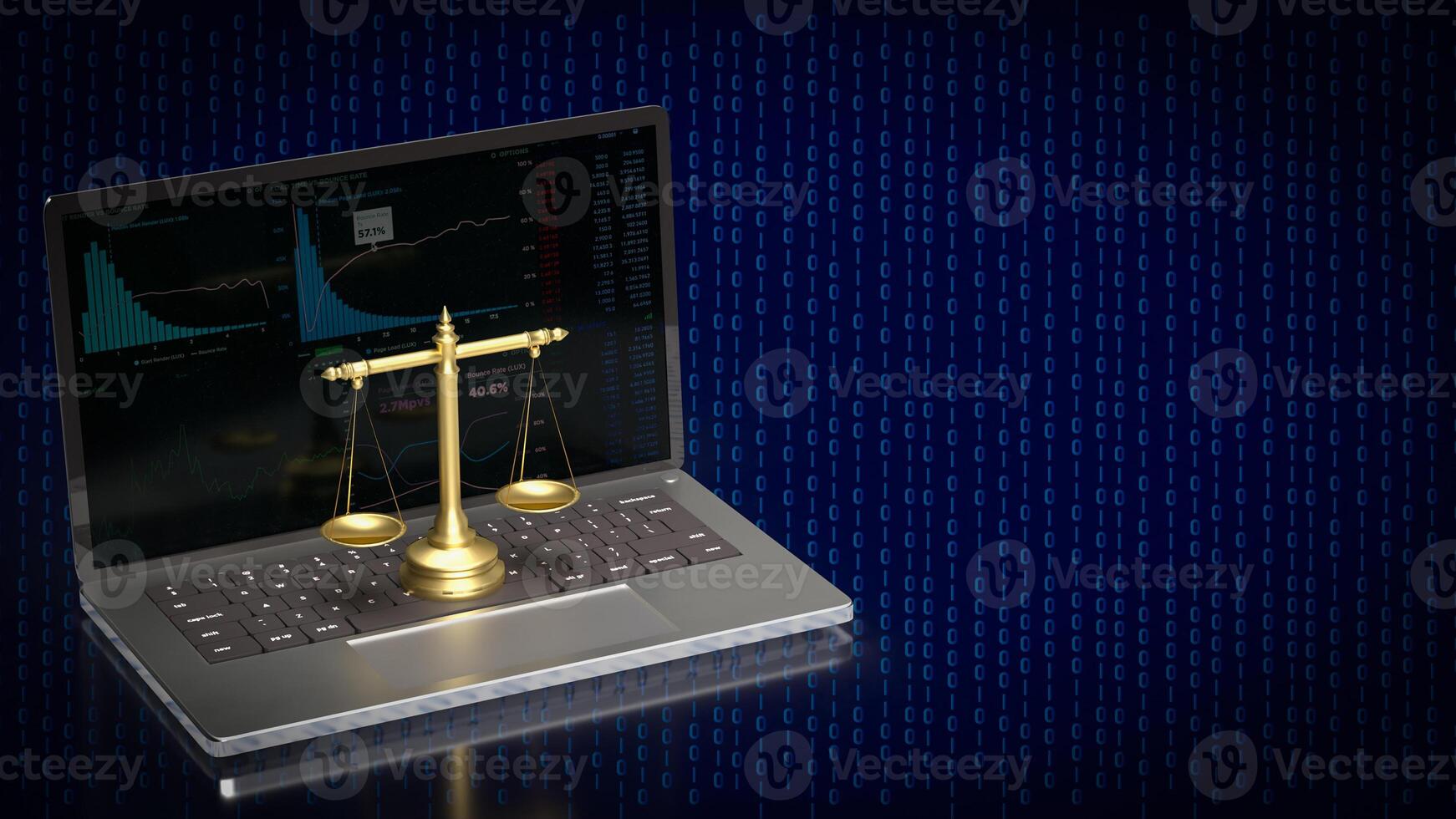 The libra on notebook for law concept 3d rendering. photo