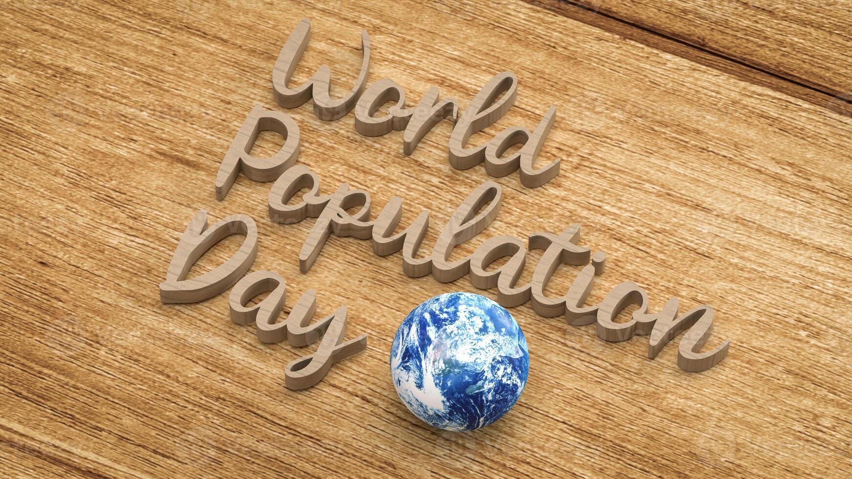 The World Population Day and earth for Holiday concept 3d photo