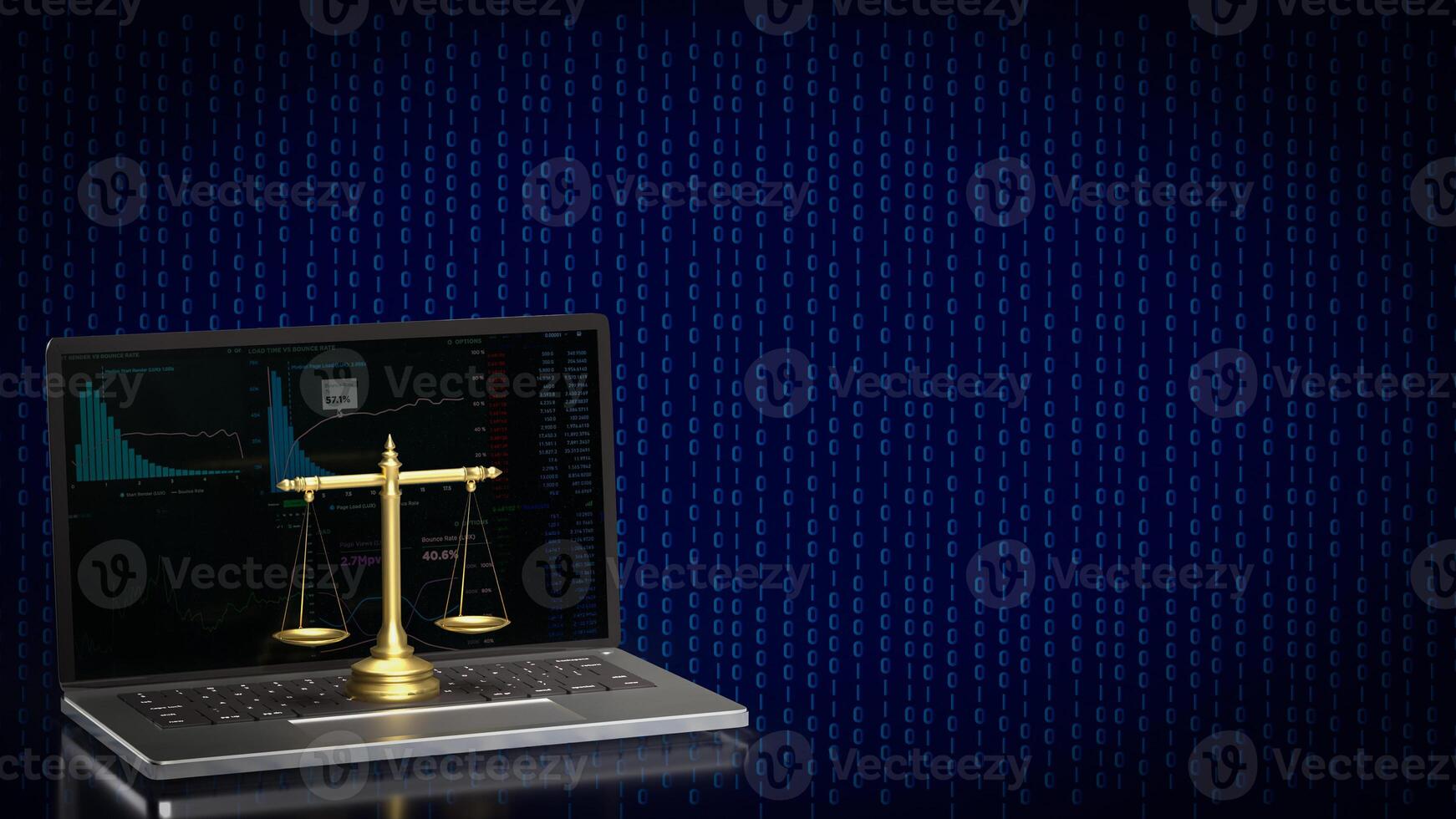 The libra on notebook for law concept 3d rendering. photo