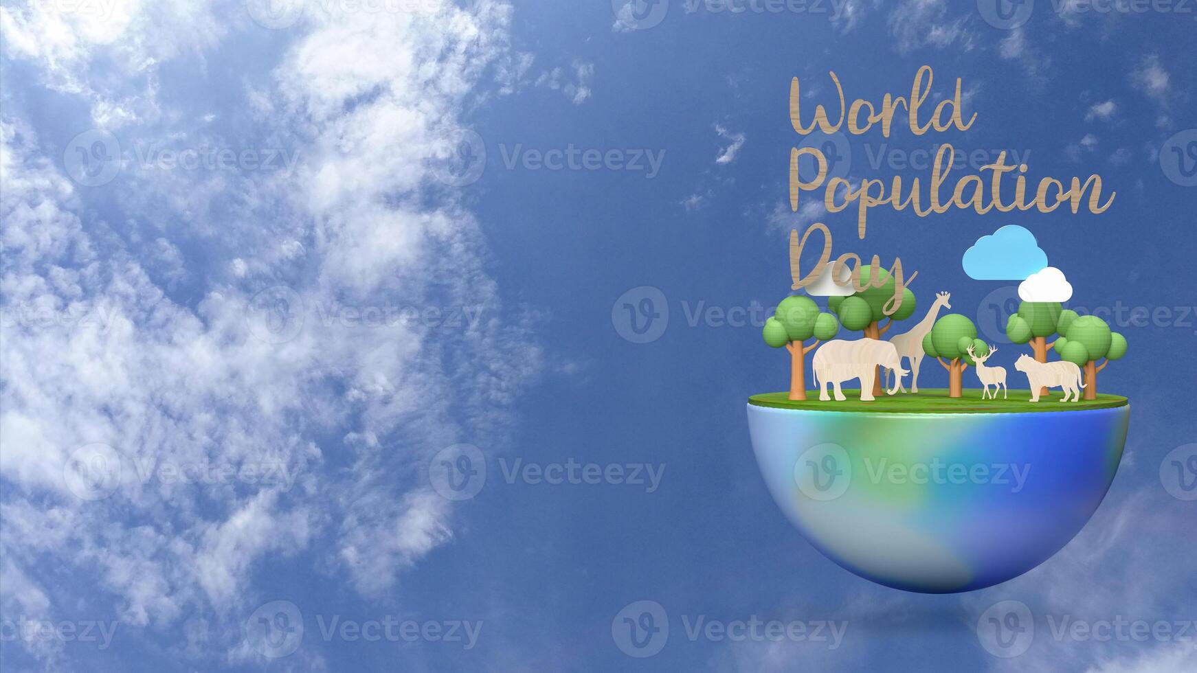 The World Population Day and earth for Holiday concept 3d photo