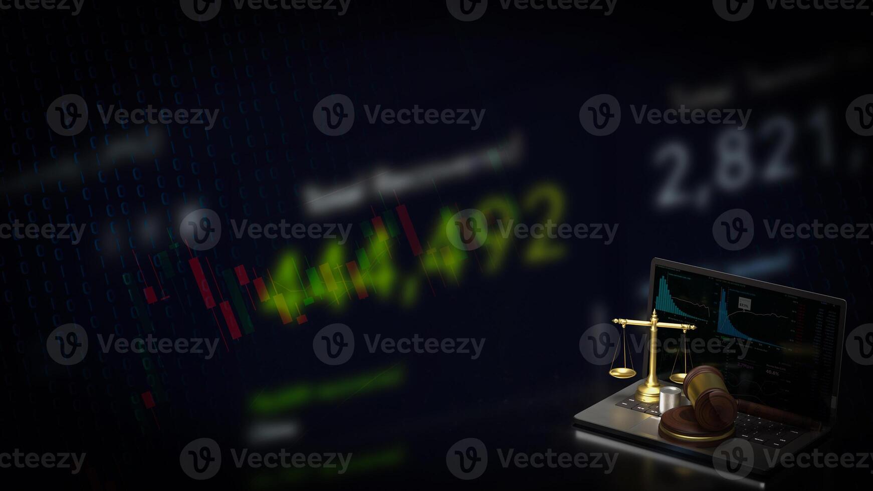 The libra on notebook for law concept 3d rendering. photo
