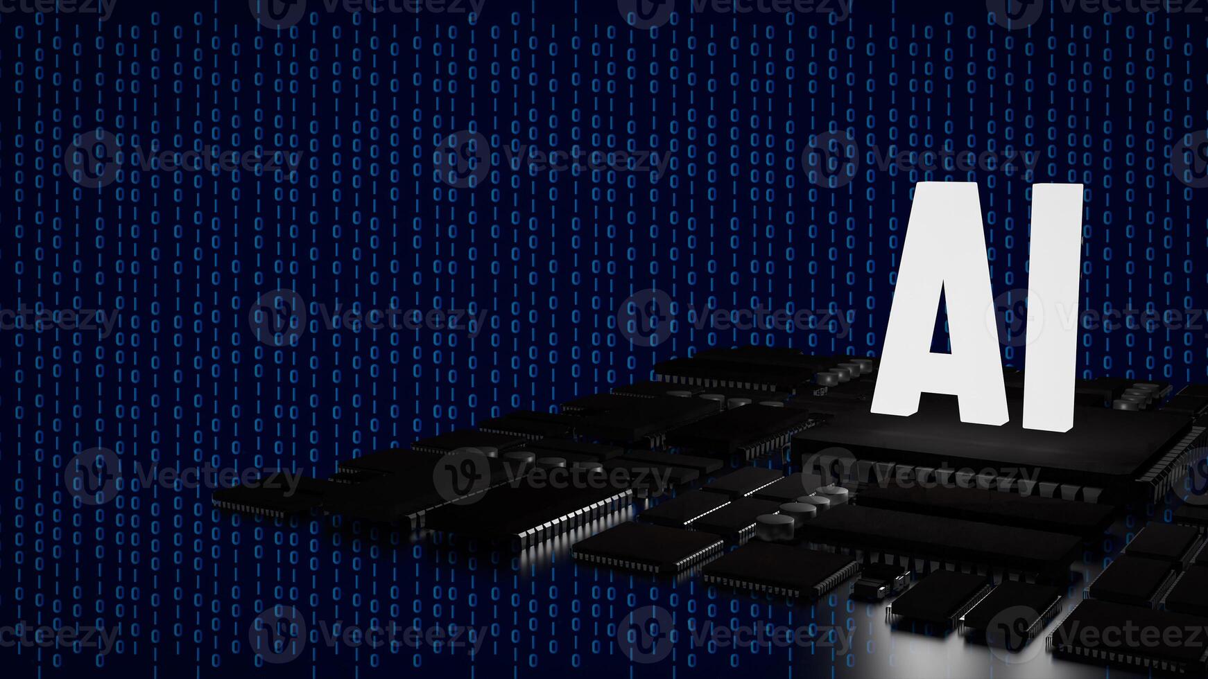 The PCB Board and chip for ai concept 3d rendering. photo