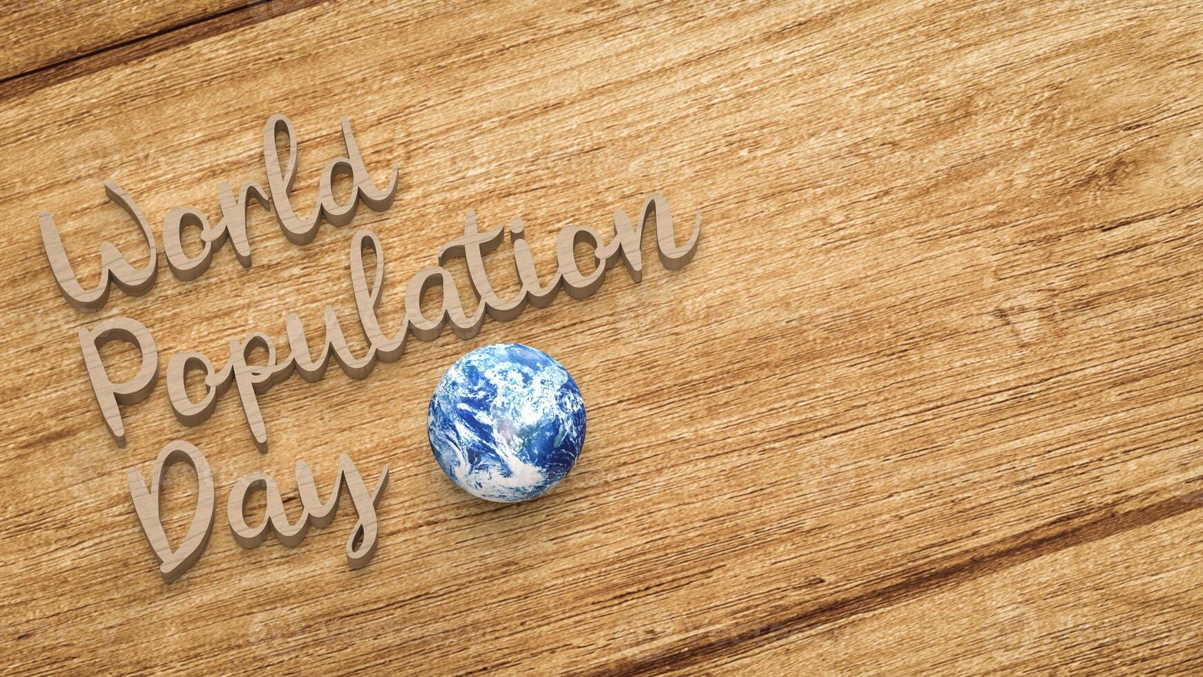 The World Population Day and earth for Holiday concept 3d photo