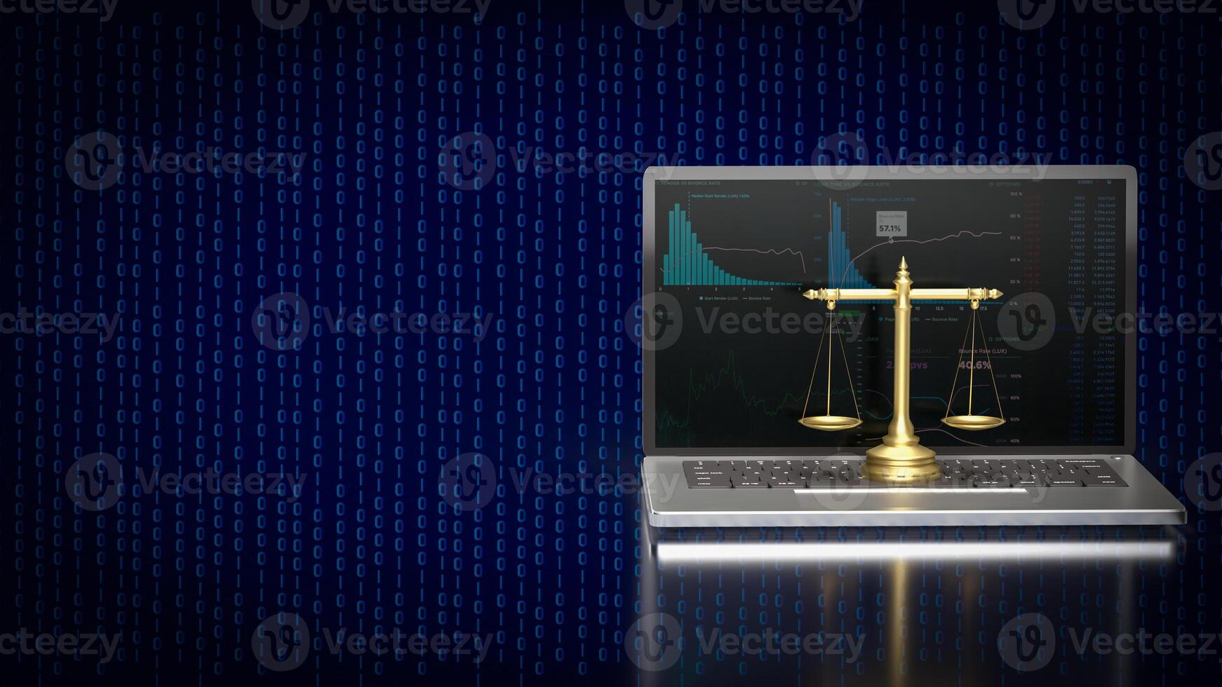 The libra on notebook for law concept 3d rendering. photo